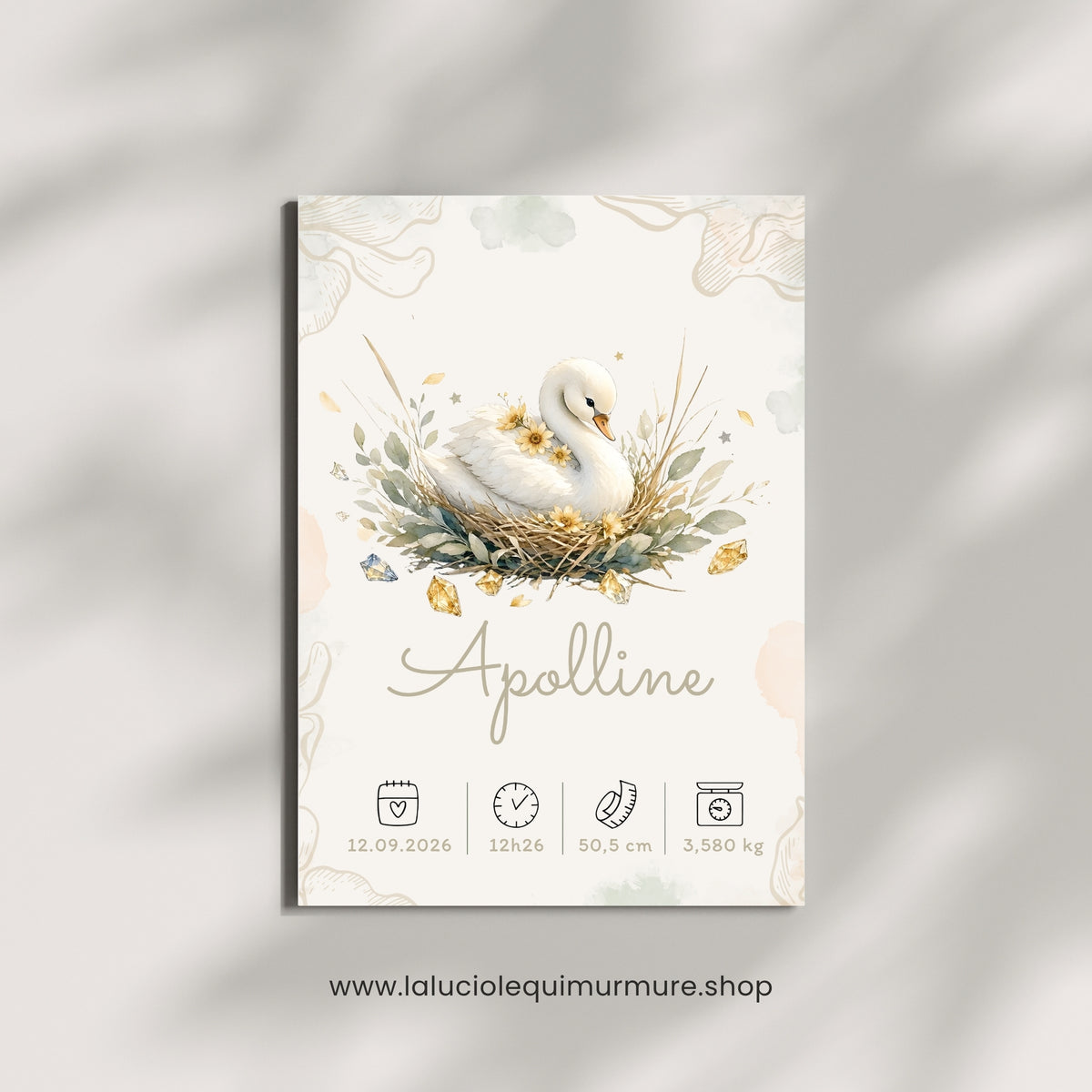 Affiche de naissance Apolline personnalisée – fichier numérique