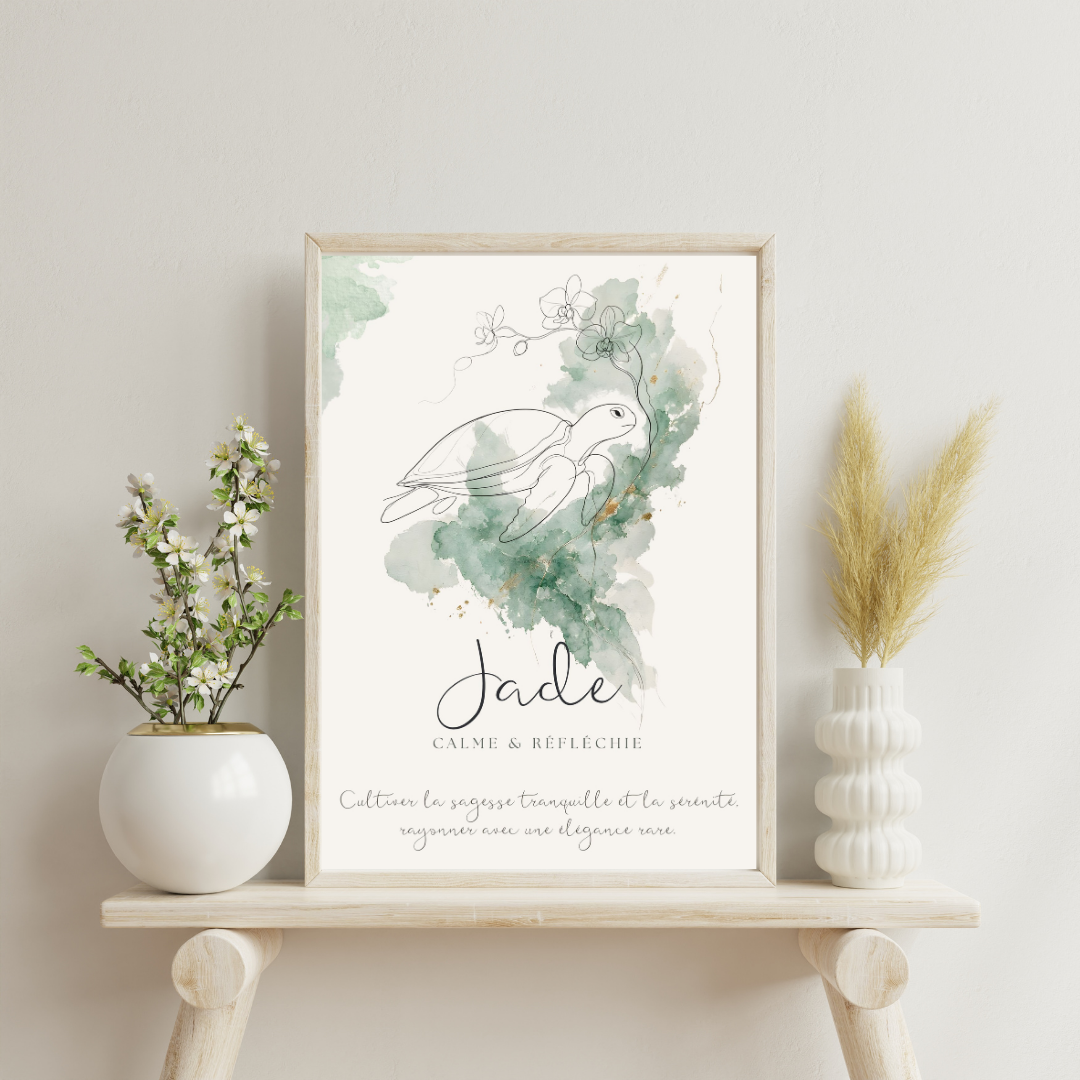 Affiche symbolique du prénom Jade – Fichier numérique à imprimer