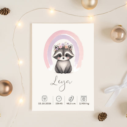 Affiche raton laveur personnalisée – Animal totem, fichier numérique