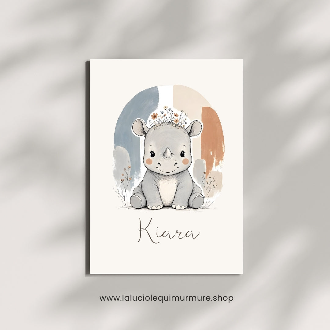 Affiche rhinocéros personnalisée – Animal totem, fichier numérique