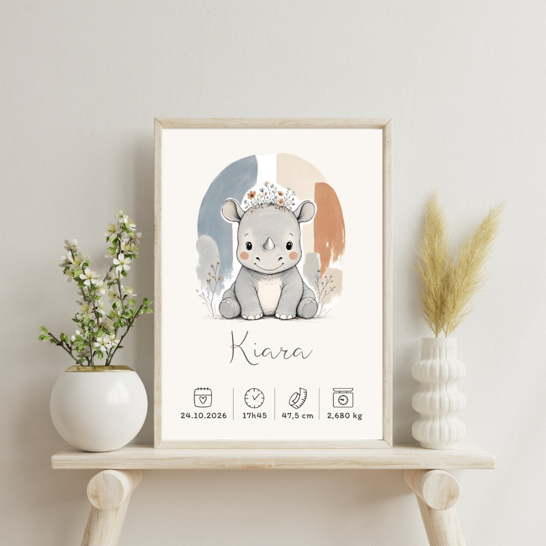 Affiche rhinocéros personnalisée – Animal totem, fichier numérique