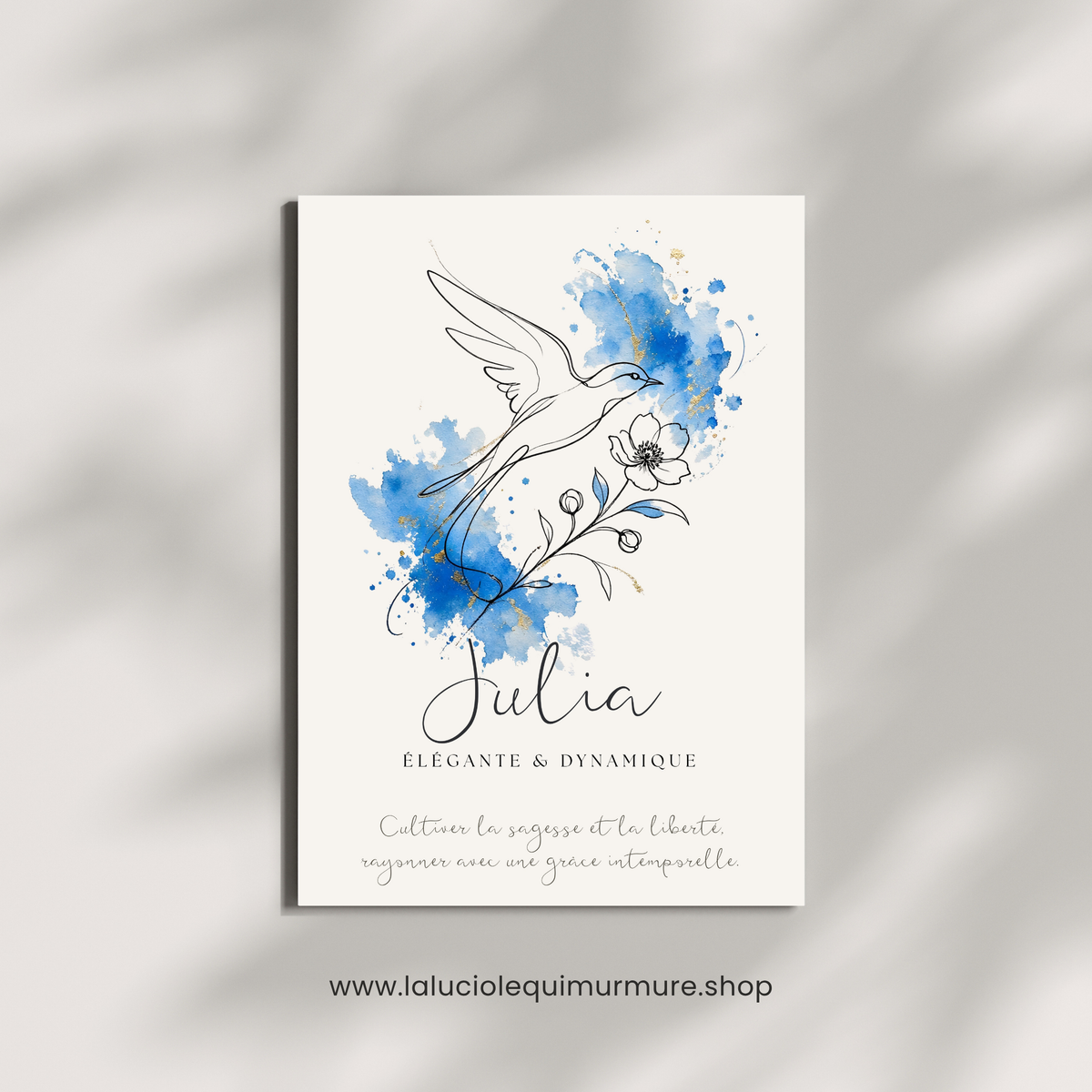 Affiche symbolique du prénom Julia – Fichier numérique à imprimer