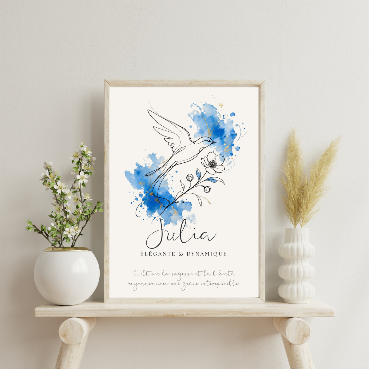Affiche symbolique du prénom Julia – Fichier numérique à imprimer