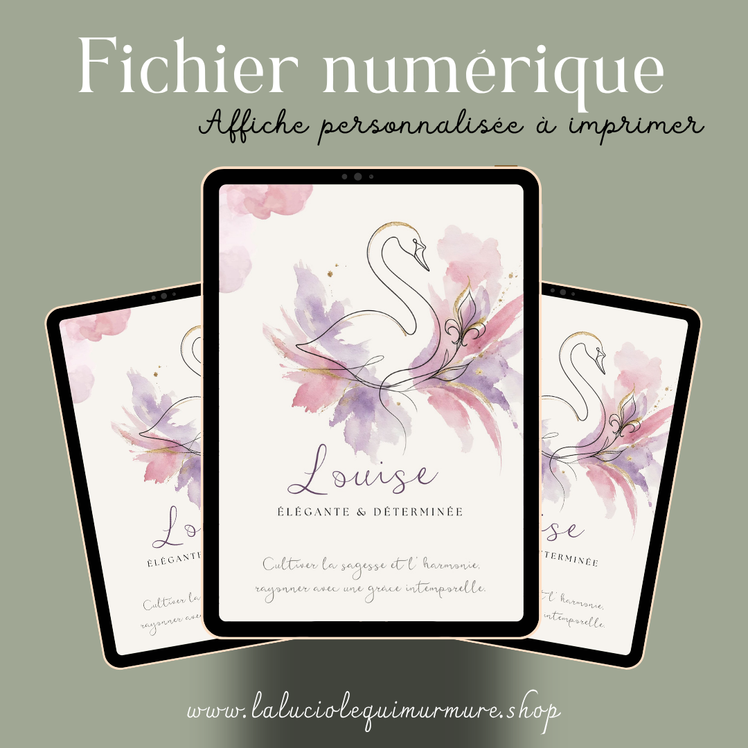 Affiche symbolique du prénom Louise – Fichier numérique à imprimer