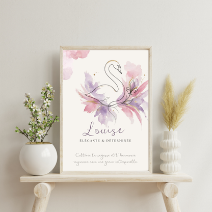 Affiche symbolique du prénom Louise – Fichier numérique à imprimer