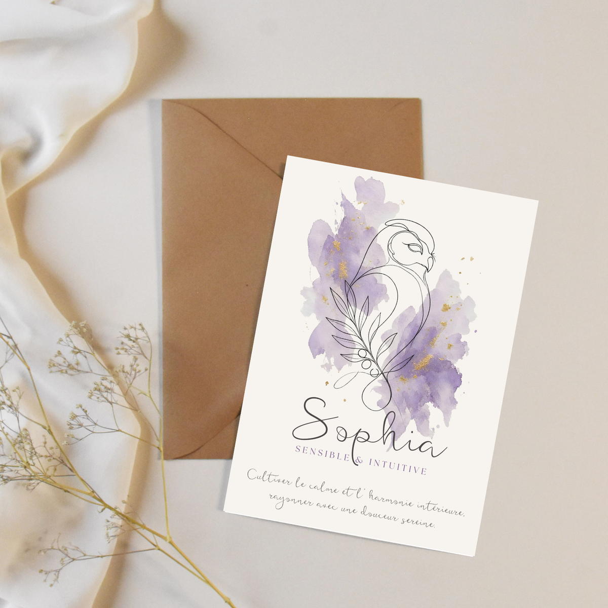 Affiche symbolique du prénom Sophia – Fichier numérique à imprimer
