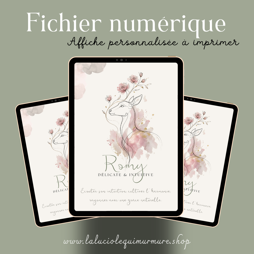 Affiche symbolique du prénom Romy – Téléchargement numérique à imprimer