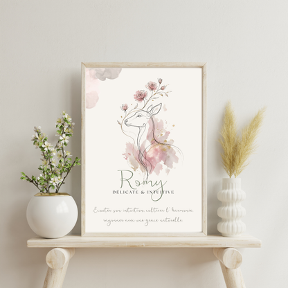 Affiche symbolique du prénom Romy – Téléchargement numérique à imprimer