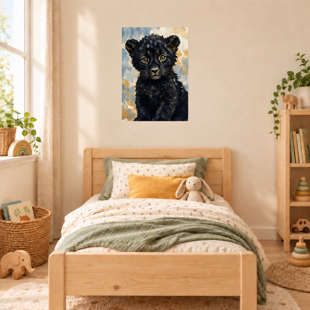 Poster bébé panthère noire – affiche sans cadre pour chambre d’enfant