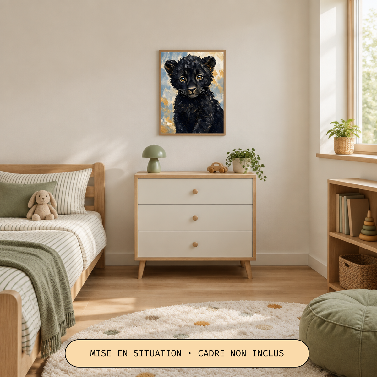 Poster bébé panthère noire – affiche sans cadre pour chambre d’enfant