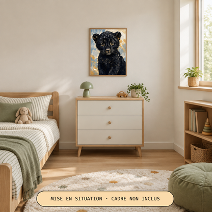 Poster bébé panthère noire – affiche sans cadre pour chambre d’enfant
