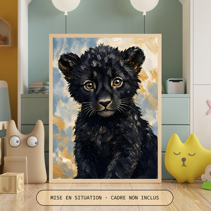 Poster bébé panthère noire – affiche sans cadre pour chambre d’enfant