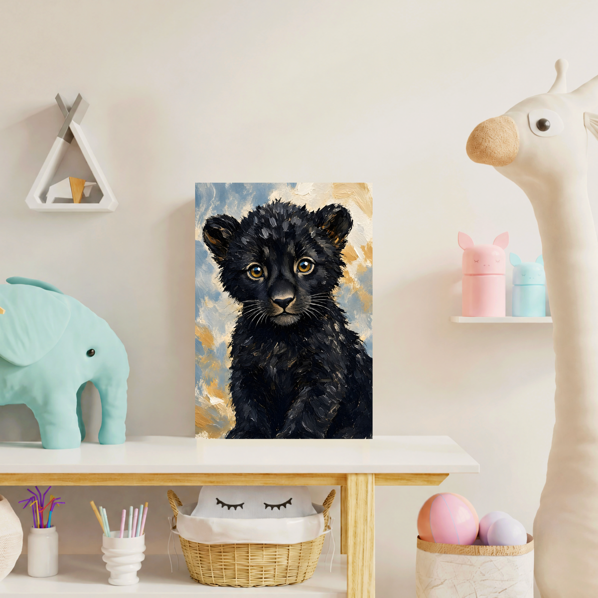 Poster bébé panthère noire – affiche sans cadre pour chambre d’enfant