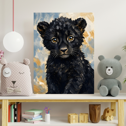 Poster bébé panthère noire – affiche sans cadre pour chambre d’enfant