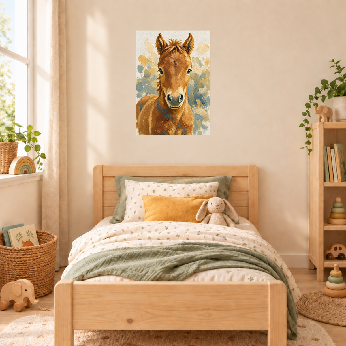 Affiche cheval aquarelle sans cadre – chambre d’enfant