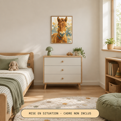 Affiche cheval aquarelle sans cadre – chambre d’enfant