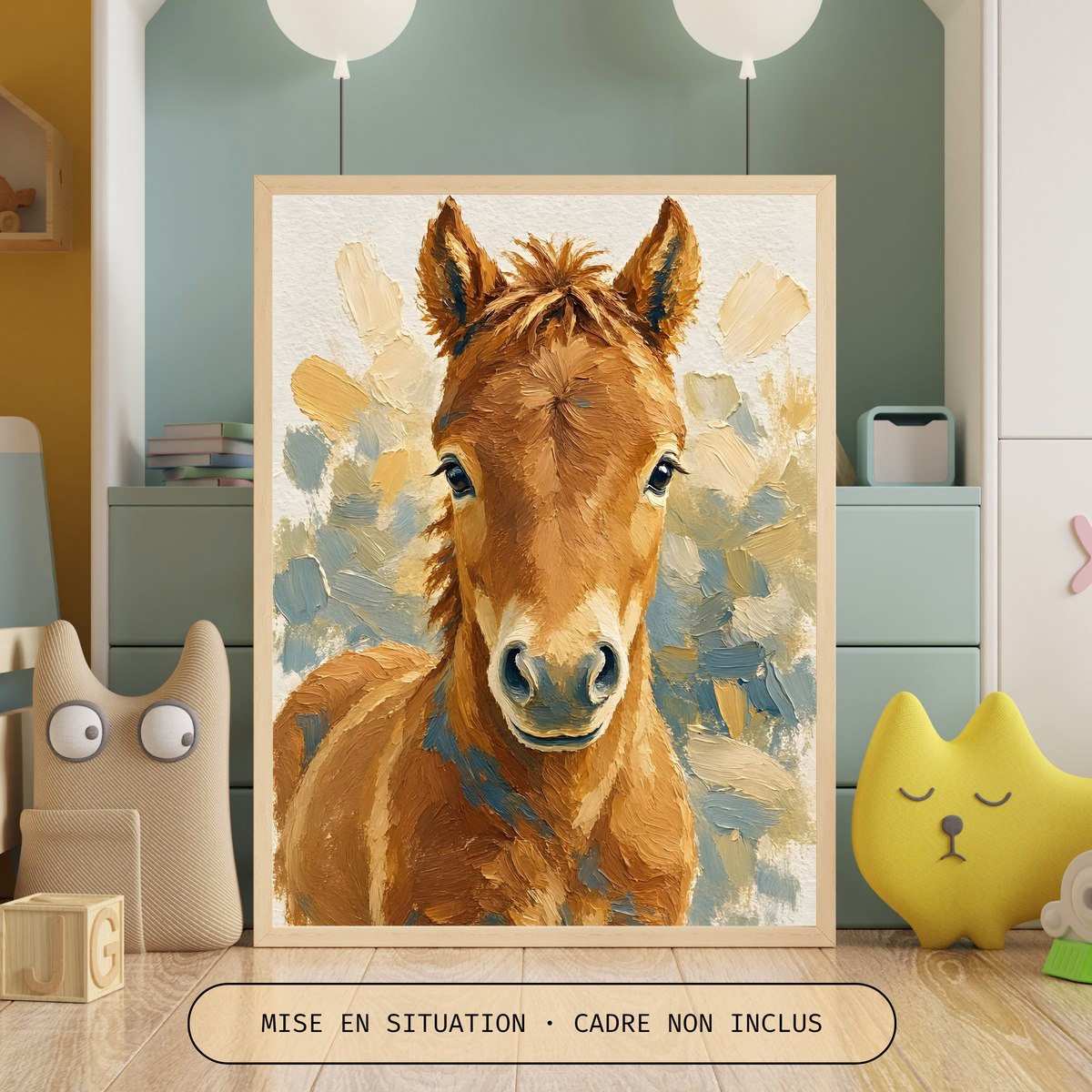 Affiche cheval aquarelle sans cadre – chambre d’enfant