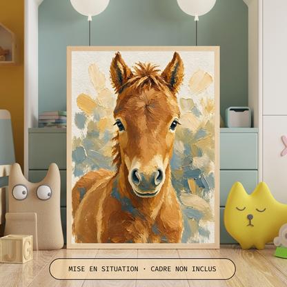 Affiche cheval aquarelle sans cadre – chambre d’enfant