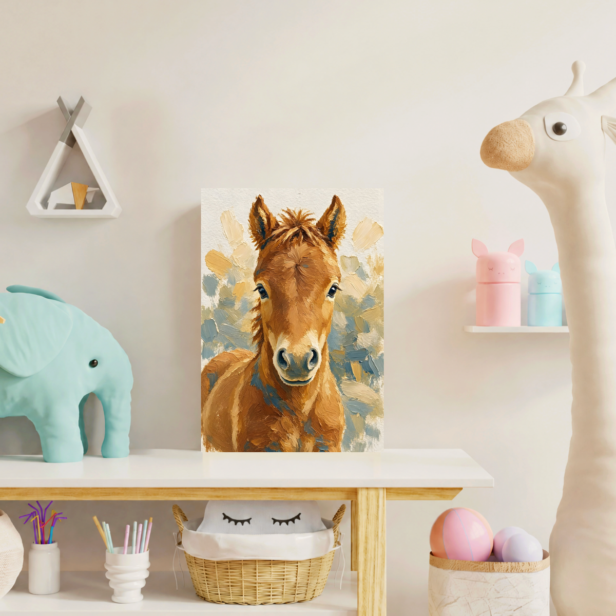 Affiche cheval aquarelle sans cadre – chambre d’enfant