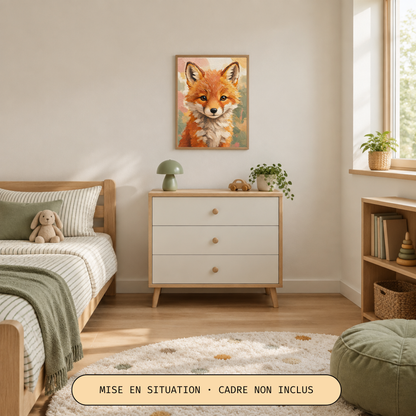 Poster bébé renard – affiche chambre d'enfant sans cadre