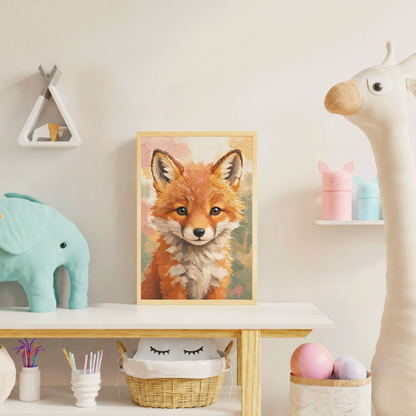 Affiche bébé renard encadrée – chambre d'enfant prête à accrocher