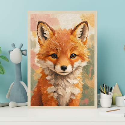 Affiche bébé renard encadrée – chambre d'enfant prête à accrocher