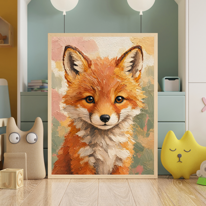 Affiche bébé renard encadrée – chambre d'enfant prête à accrocher