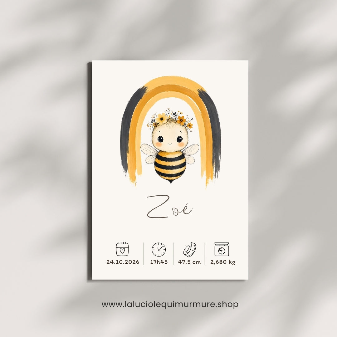 Affiche abeille personnalisée – Animal totem, fichier numérique