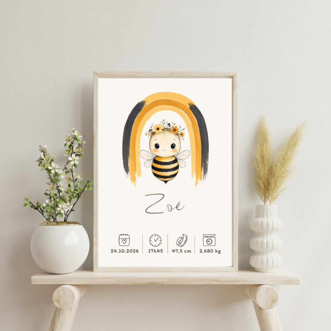 Affiche abeille personnalisée – Animal totem, fichier numérique