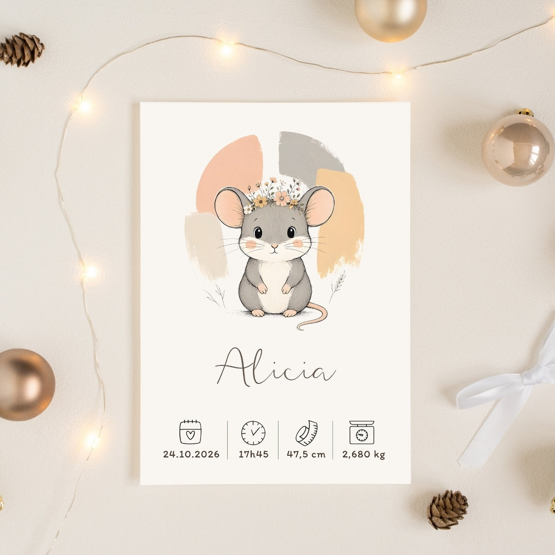 Affiche souris personnalisée – Animal totem, fichier numérique