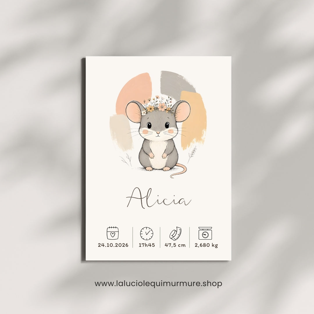 Affiche souris personnalisée – Animal totem, fichier numérique