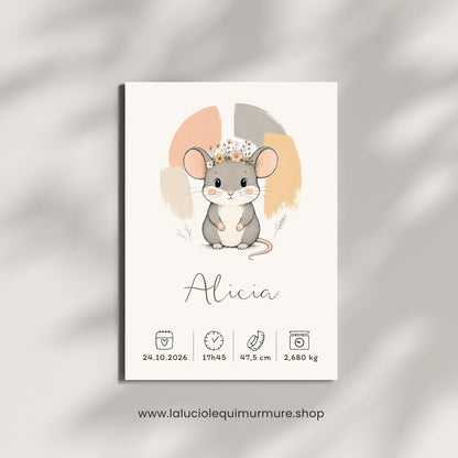 Affiche souris personnalisée – Animal totem, fichier numérique