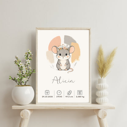Affiche souris personnalisée – Animal totem, fichier numérique