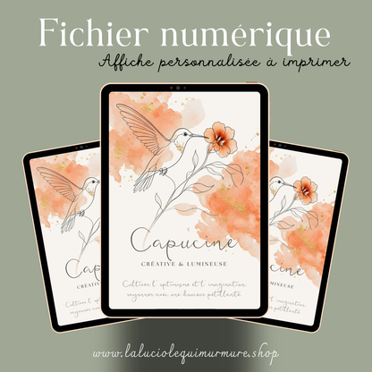Affiche symbolique du prénom Capucine – Fichier numérique à imprimer