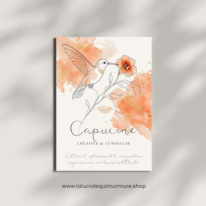Affiche symbolique du prénom Capucine – Fichier numérique à imprimer