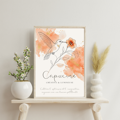 Affiche symbolique du prénom Capucine – Fichier numérique à imprimer