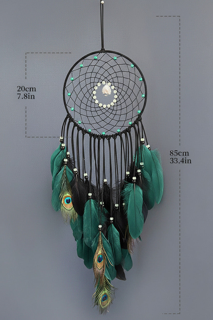 attrape rêve plumes de paon - dimensions