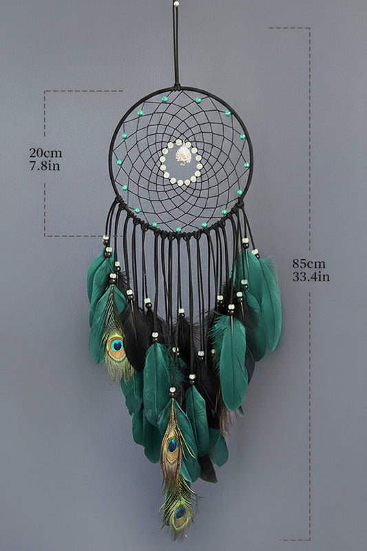 attrape rêve plumes de paon - dimensions