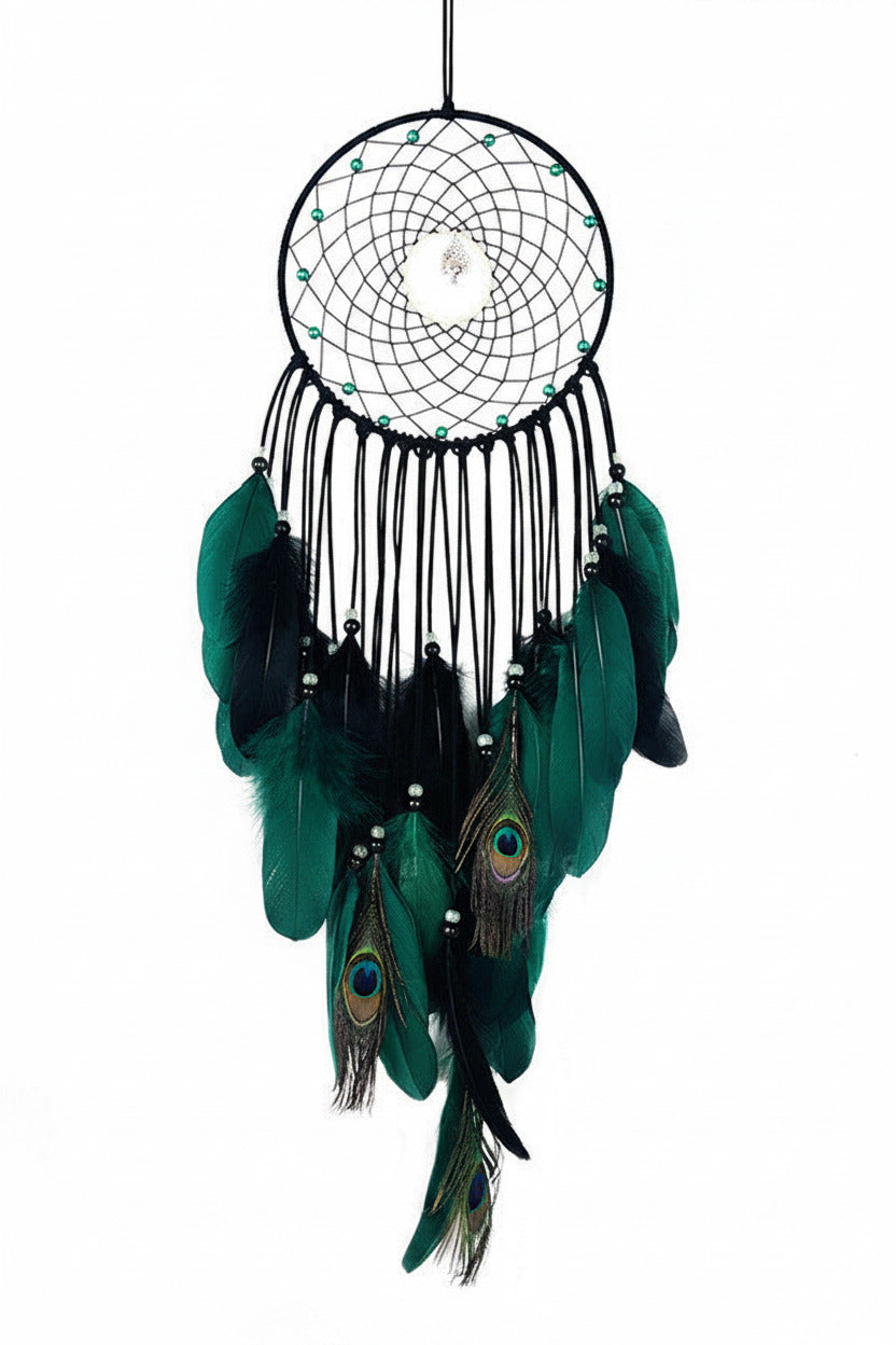 attrape-rêve plumes de paon - cadeau décoration
