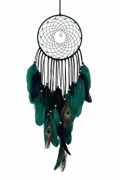attrape-rêve plumes de paon - cadeau décoration