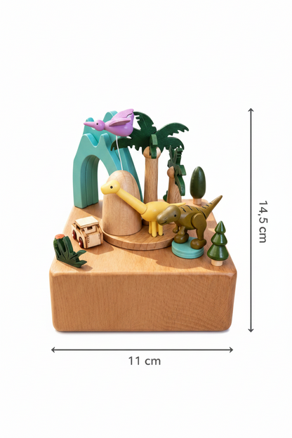 Boîte à musique en bois personnalisée - Au royaume des dinosaures
