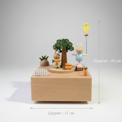 Boîte à musique personnalisée en bois  - Les p'tits lapinous