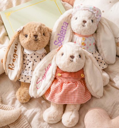 Peluche Lapin Personnalisable – Prénom brodé à la machine