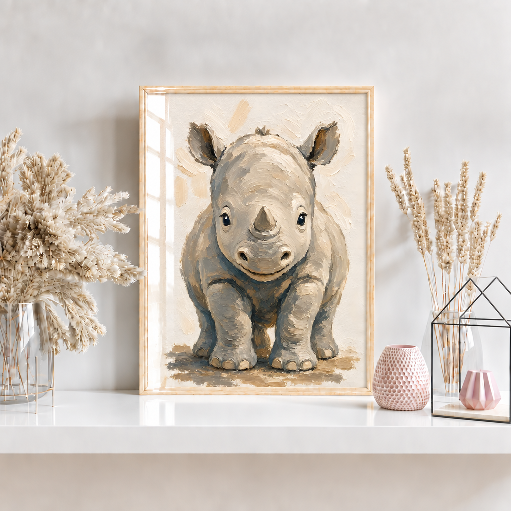 Cadre avec le visuel du rhinocéros à la place du tigre