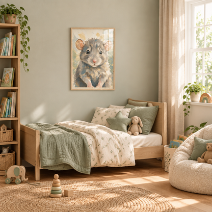 Cadre du petit rat dans une chambre d’enfant