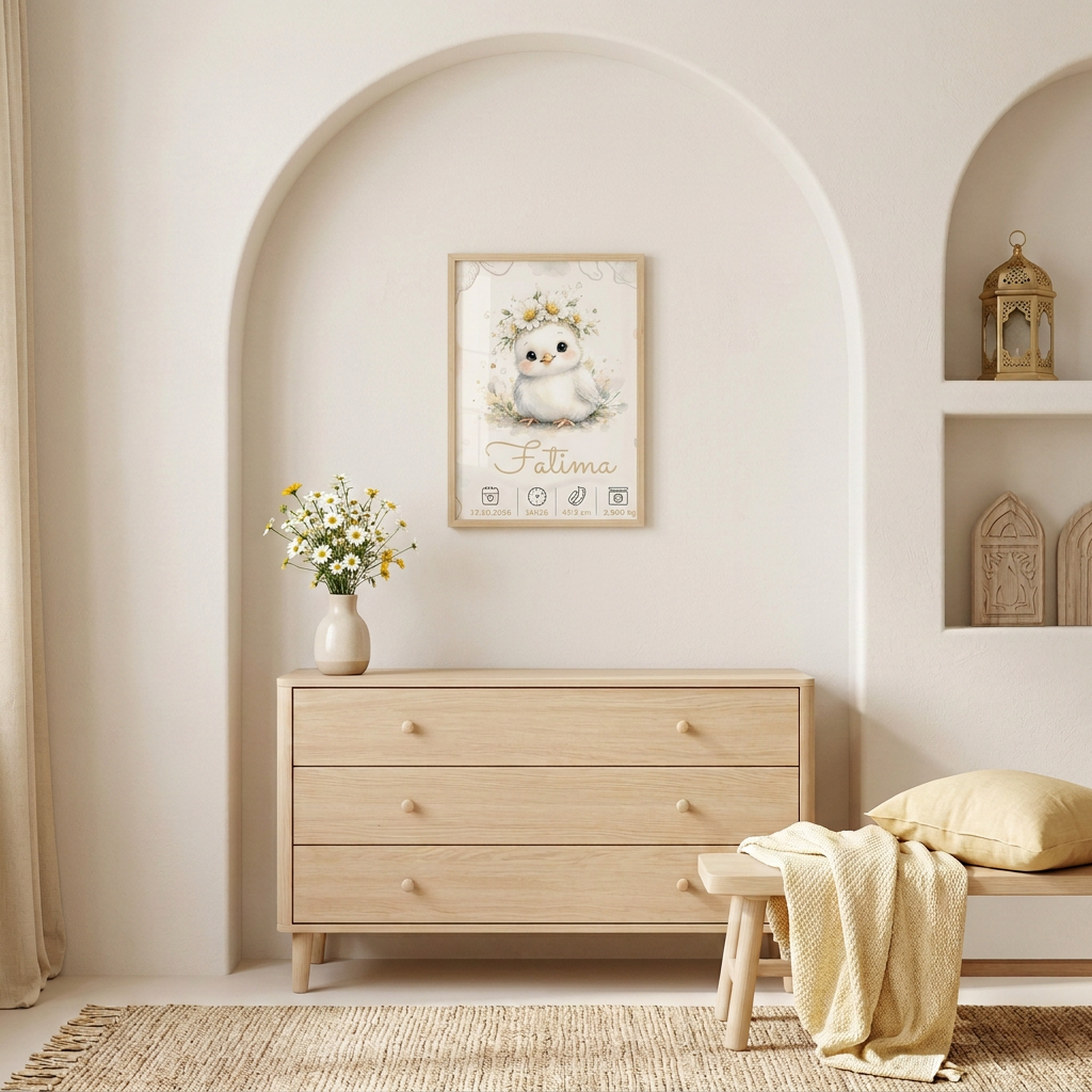Cadre Fatima plus petit dans la chambre d’enfant d’inspiration orientale