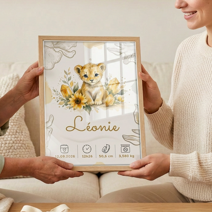 Cadre Léonie offert à une maman avec reflet visible sur le plexiglas