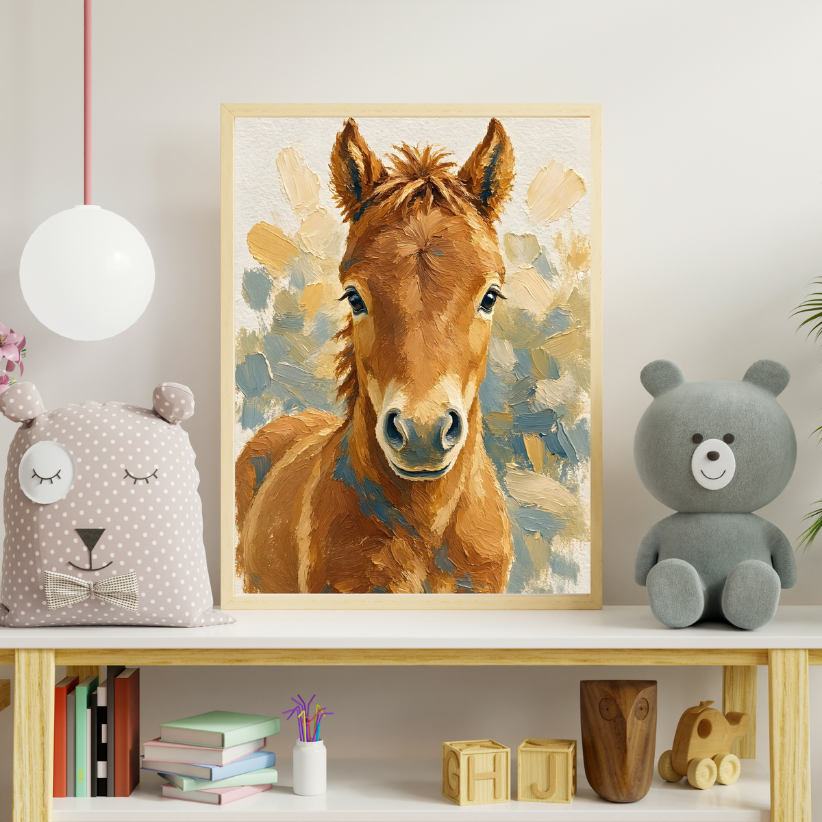 Affiche cheval aquarelle encadrée – prête à accrocher