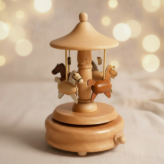 Boîte à musique en bois personnalisée - Carrousel d'enfance