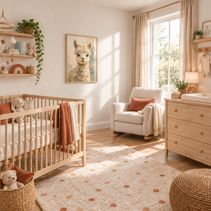 Chambre de bébé avec cadre lama légèrement plus petit